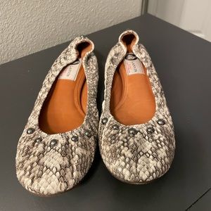 Lanvin Snakeskin Studded Ballet Flats